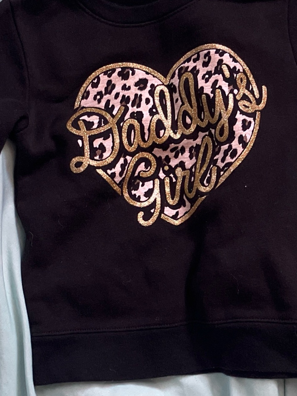 Garanimals Black Sweatshirt with Pink Leopard Heart and Gold Script